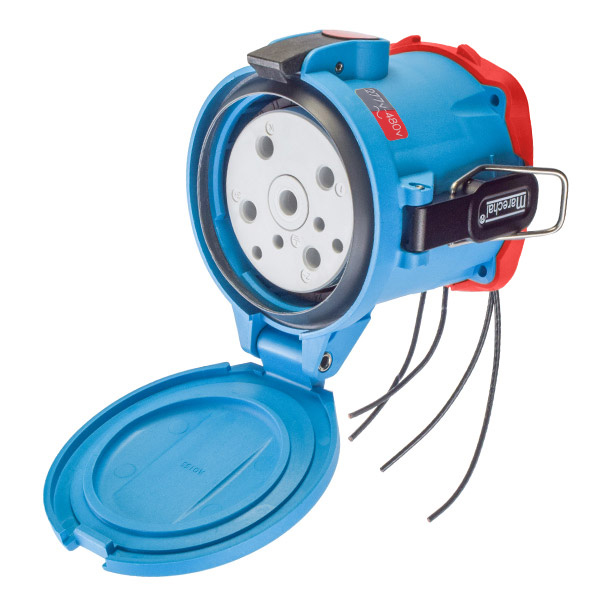 63-94047-264 - DSN150 RECEPTACLE POLY BLUE SIZE 5 TYPE 4X IP 69 3P+N+G 150A 277/480 VAC 60 Hz +4 AUX